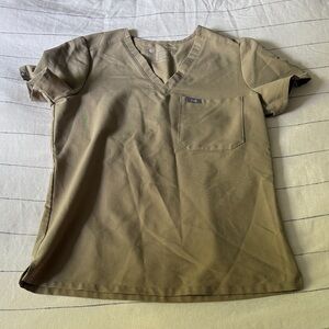 Figs Catarina one pocket Tan V-Neck Top